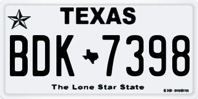 TX license plate BDK7398