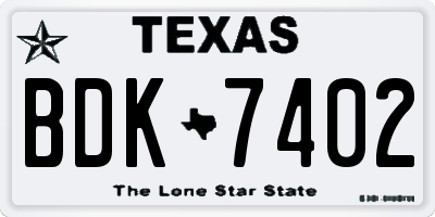 TX license plate BDK7402