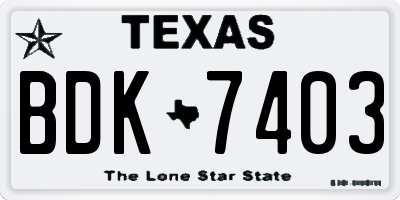 TX license plate BDK7403