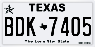 TX license plate BDK7405