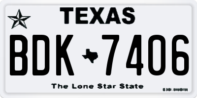 TX license plate BDK7406