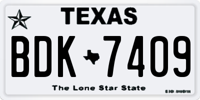 TX license plate BDK7409