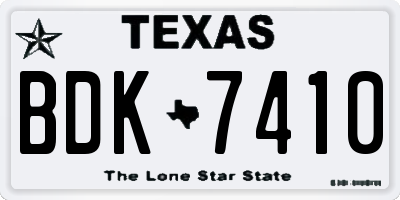 TX license plate BDK7410