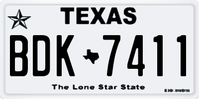 TX license plate BDK7411