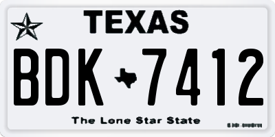 TX license plate BDK7412