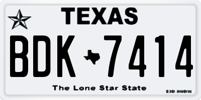 TX license plate BDK7414