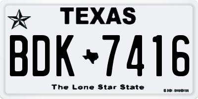 TX license plate BDK7416