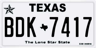 TX license plate BDK7417