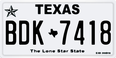 TX license plate BDK7418