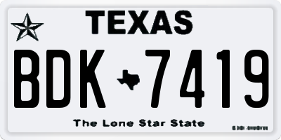 TX license plate BDK7419
