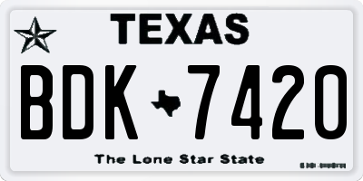 TX license plate BDK7420
