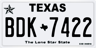 TX license plate BDK7422