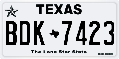 TX license plate BDK7423
