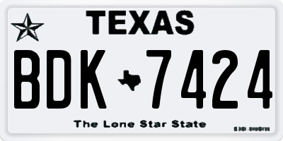 TX license plate BDK7424