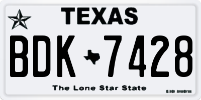 TX license plate BDK7428