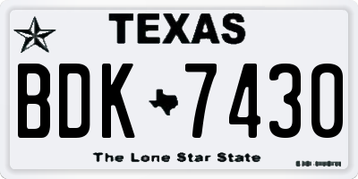 TX license plate BDK7430