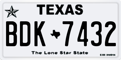 TX license plate BDK7432
