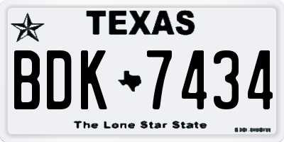 TX license plate BDK7434