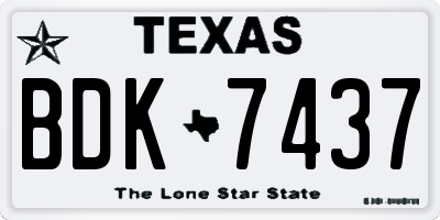 TX license plate BDK7437