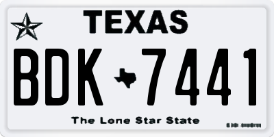 TX license plate BDK7441