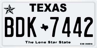 TX license plate BDK7442
