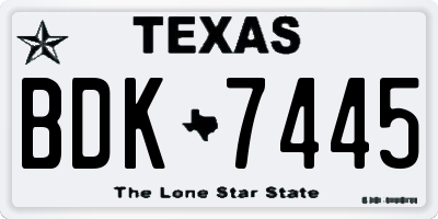 TX license plate BDK7445