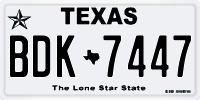 TX license plate BDK7447