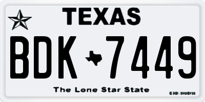 TX license plate BDK7449