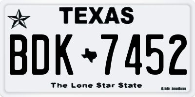 TX license plate BDK7452