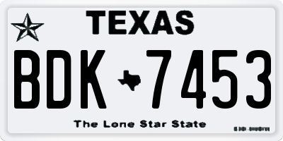 TX license plate BDK7453