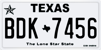 TX license plate BDK7456