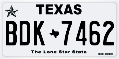 TX license plate BDK7462