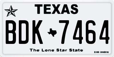 TX license plate BDK7464