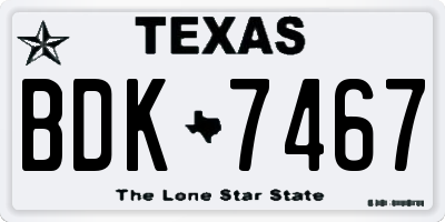 TX license plate BDK7467