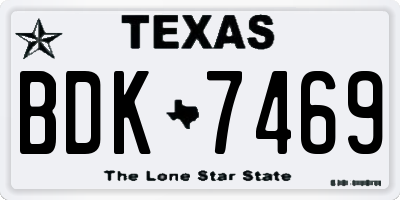 TX license plate BDK7469