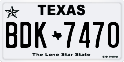 TX license plate BDK7470
