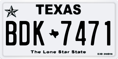 TX license plate BDK7471