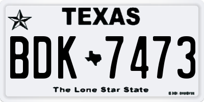 TX license plate BDK7473