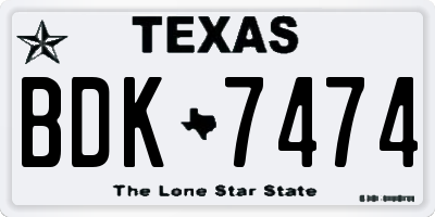 TX license plate BDK7474