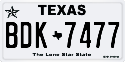 TX license plate BDK7477