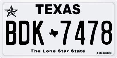 TX license plate BDK7478