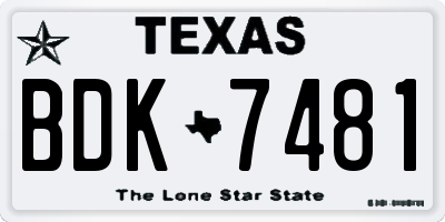 TX license plate BDK7481