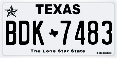 TX license plate BDK7483