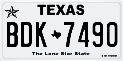 TX license plate BDK7490