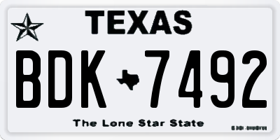 TX license plate BDK7492