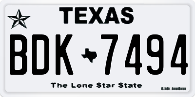 TX license plate BDK7494