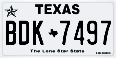 TX license plate BDK7497
