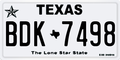TX license plate BDK7498