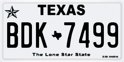 TX license plate BDK7499