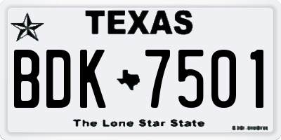 TX license plate BDK7501